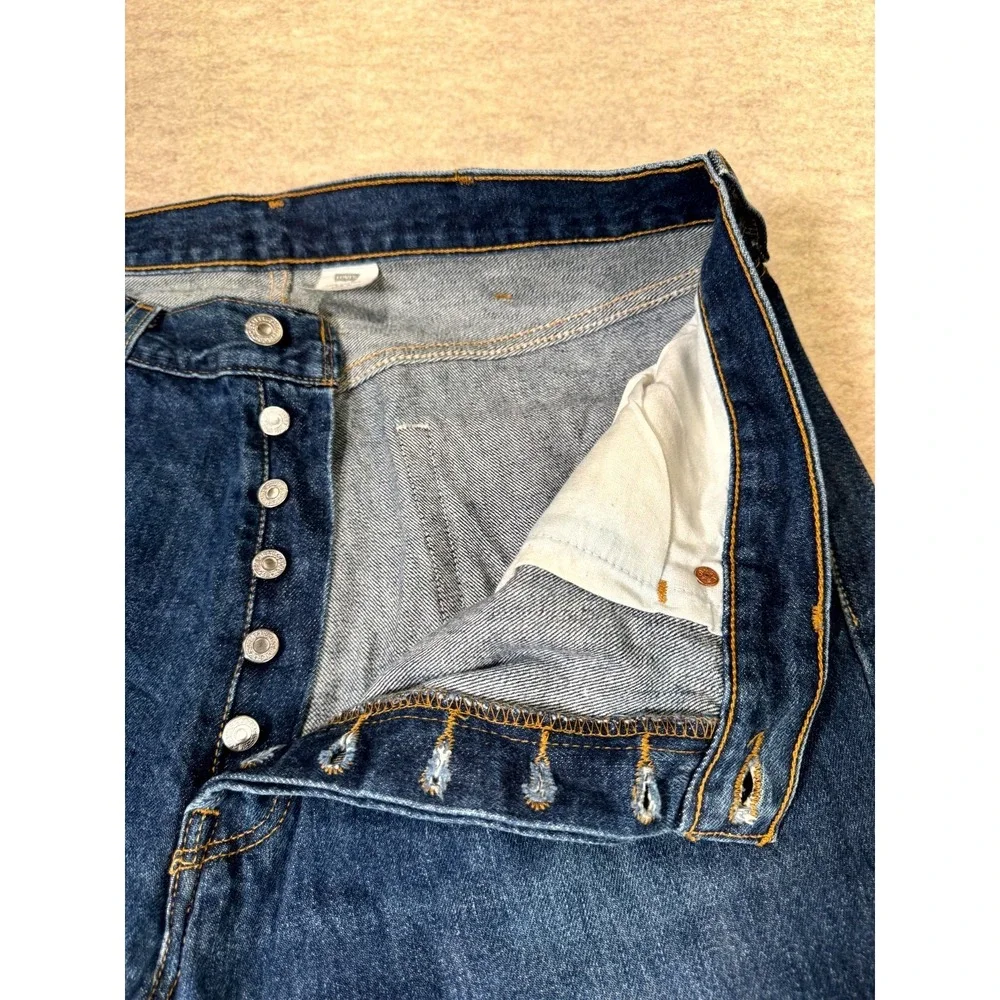 Levis 501 Original Jeans Mens 38x32 Blue Denim Classic Straight Leg‎ Button Fly